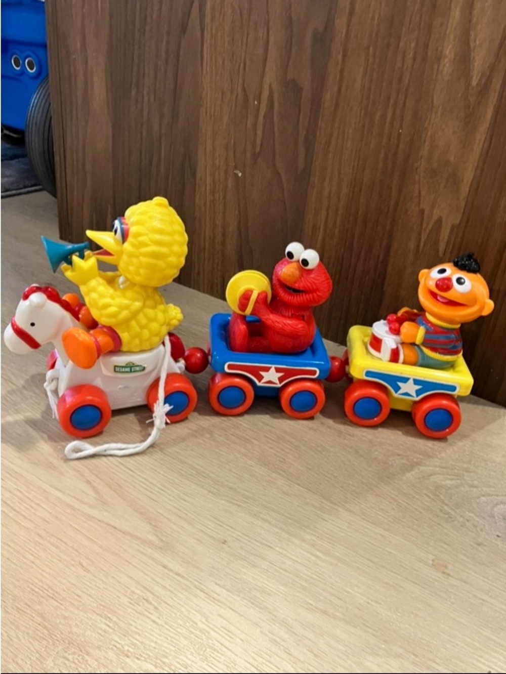 Vintage Sesame Street Pull Train with Big Bird, Elmo & Ernie